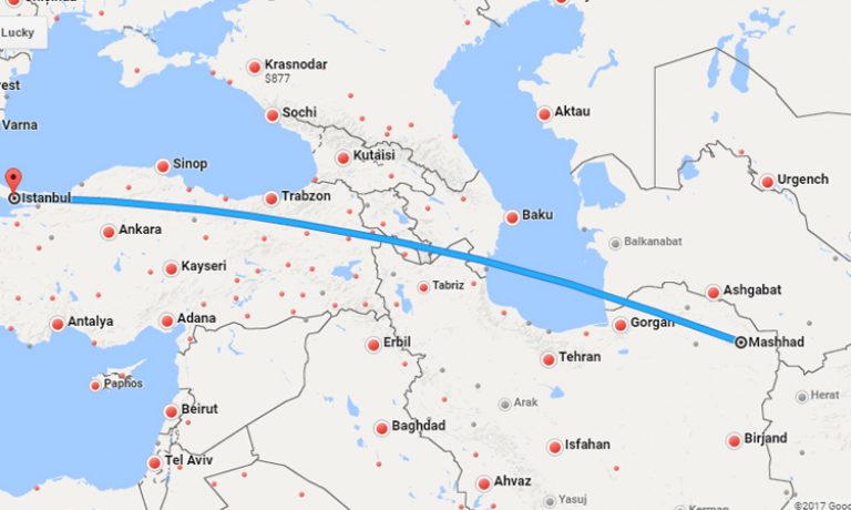 بلیط چارتر مشهد استانبول